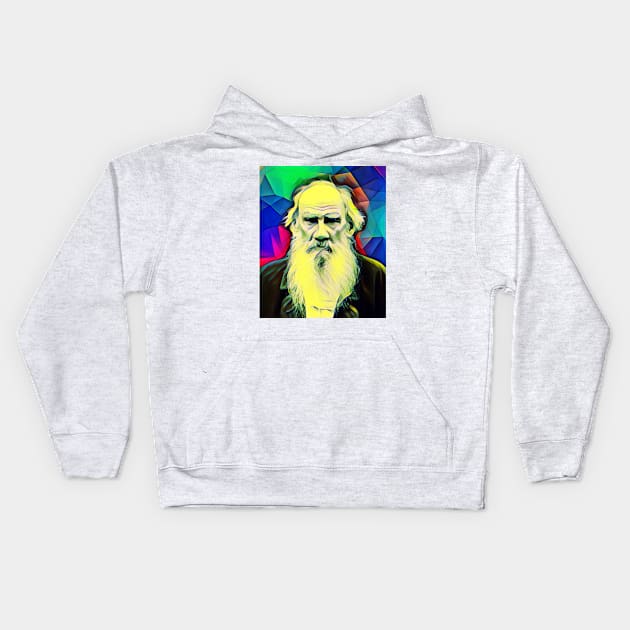 Leo Tolstoy Colourful Portrait | Leo Tolstoy Artwork 7 Kids Hoodie by JustLit